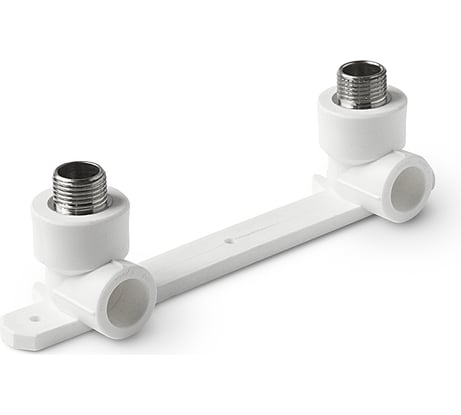 Комбинированный двойной угольник с креплением PRO AQUA PP-R НР белый, 20 мм, 1/2" PA280108Pb