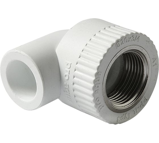 Комбинированный угольник PRO AQUA PP-R ВР белый, 20 мм, 1/2" PA26008Pb 1