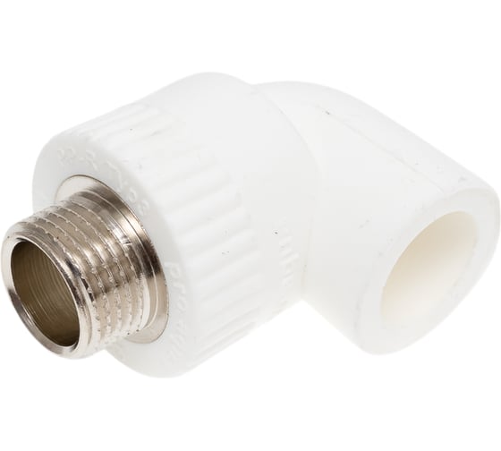 Комбинированный угольник PRO AQUA PP-R НР белый, 20 мм, 1/2" PA27008Pb
