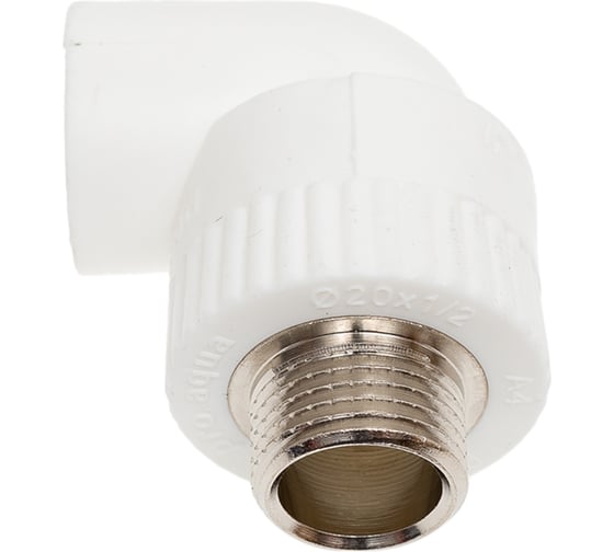 Комбинированный угольник PRO AQUA PP-R НР белый, 20 мм, 1/2" PA27008Pb