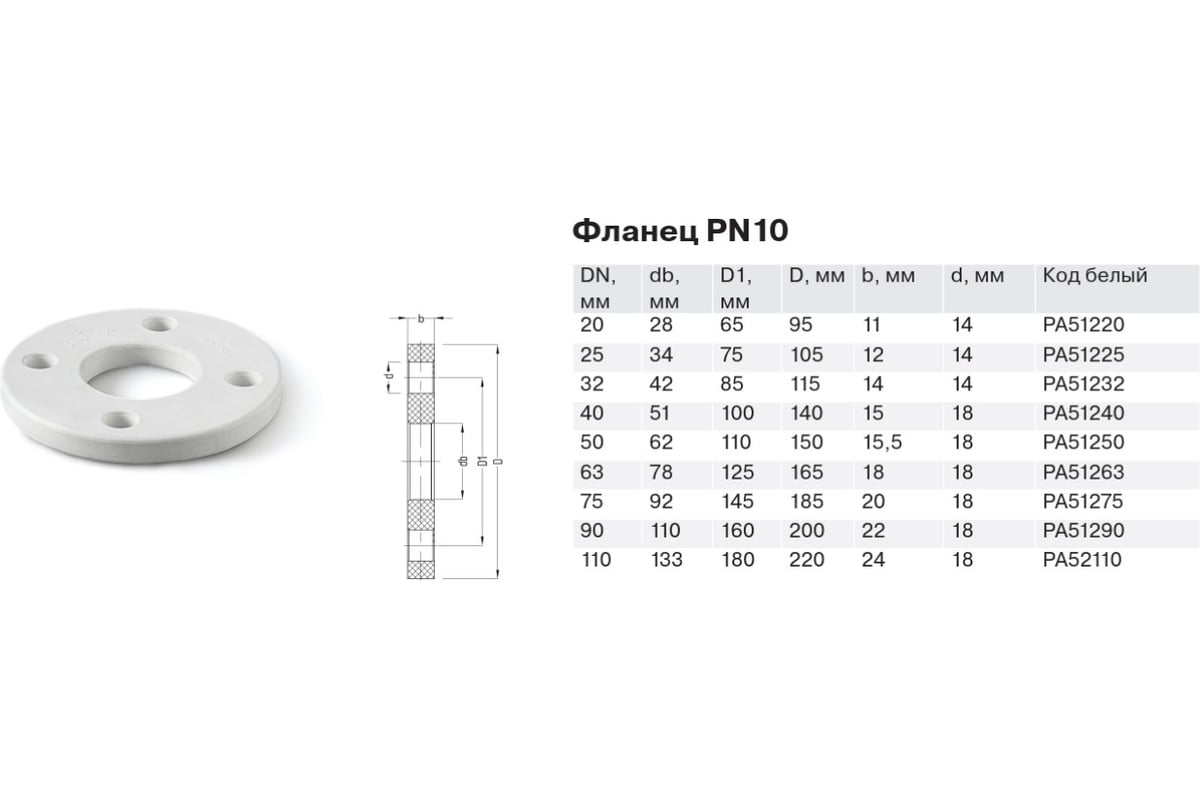 Пластиковый фланец PRO AQUA PP-R PN 10 белый 25 мм PA51225b - выгодная ...