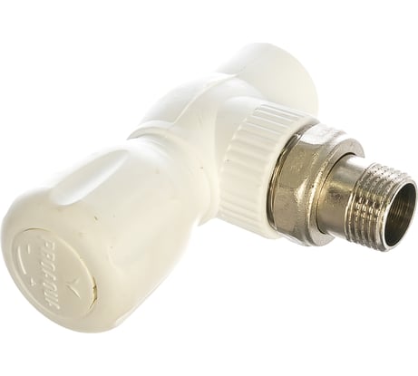 Угловой шаровой кран для радиатора PRO AQUA PP-R белый d-20 мм 1/2" PA42108b