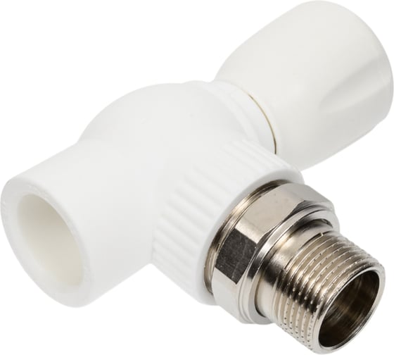 Угловой шаровой кран для радиатора PRO AQUA PP-R белый d-25 мм 3/4" PA42110b 1