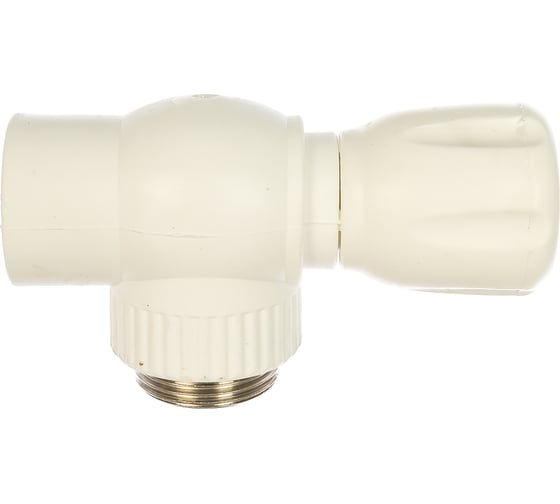Угловой шаровой кран для радиатора PRO AQUA PP-R белый d-25 мм 3/4" PA42110b
