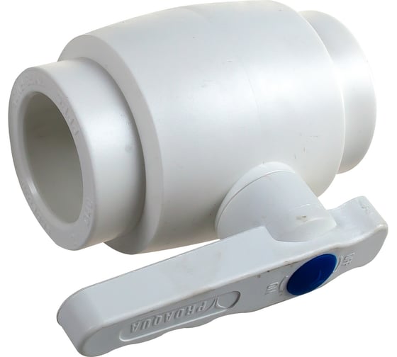Полнопроходной шаровой кран PRO AQUA PP-R белый d-40 мм PA40014