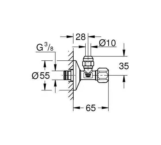 Комплект углового вентиля Grohe 3/8 дюйма, хром 22052000