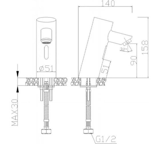 Автоматический кран для раковины NOFER Черный 07261.N