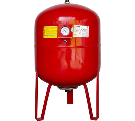 Вертикальный бак с ножками и манометром CRUWA 80 л, 10 бар, присоед. 1", красный, замен. мембрана epdm, пр-во by oren/турция/ CRW 80 VMRED