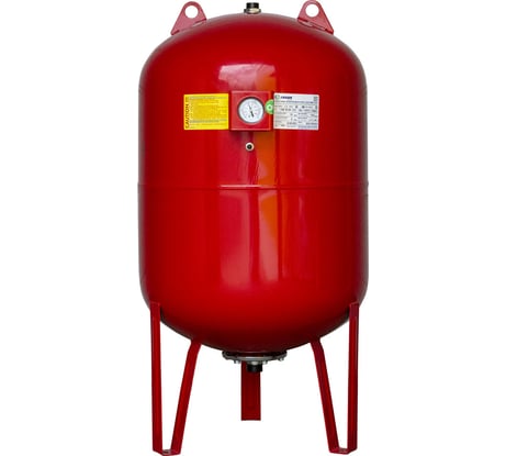 Вертикальный бак с ножками и манометром CRUWA 150л, 10 бар, присоед. 1", красный, замен. мембрана epdm, пр-во by oren/турция/ CRW 150 VMRED