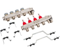 Коллектор в сборе Royal Thermo нержавеющая сталь, с расходомерами 1 ВР-3/4 НР, 4 выхода НС-1080950