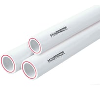 Труба полипропиленовая армированная стекловолокном 32×4,4 мм PN20, длина 4 м — для систем отопления и горячего водоснабжения Millennium 41289