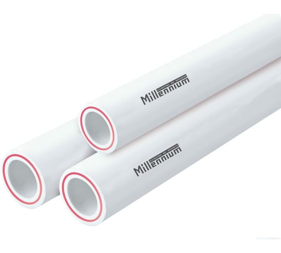 Труба полипропиленовая армированная стекловолокном 32×4,4 мм PN20, длина 4 м — для систем отопления и горячего водоснабжения Millennium 41289 1