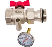 Шаровой кран Rvc 1 (DN25) КРАСНЫЙ с термометром 07435