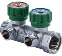 Регулируемый коллектор Millennium 2 выхода 3/4"×1/2" с внутренней-наружной резьбой под плоское уплотнение 44140