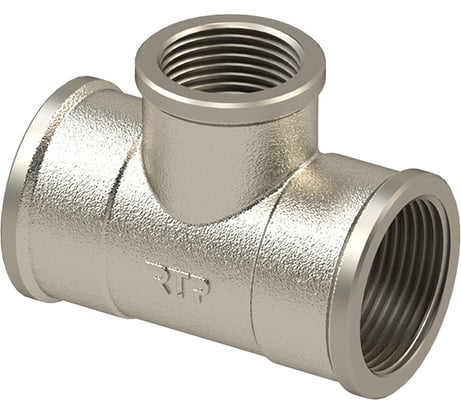 Переходной тройник RTP латунь, внутренняя/внутренняя/внутренняя резьба 1 1/4"х1"х1 1/4", инд.уп., никель 42245