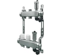 Коллекторная группа AQUALINK с настроечными и регулировочными клапанами, авт. возд-ками и дренаж. клап. нерж. сталь 1, 2x3/4 2800