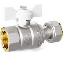 Шаровой кран LD латунный pride 47.20 (white) с накидной гайкой, ручка-бабочка, белая, 3/4" вр 47.346.20 W
