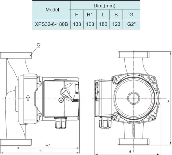 Насос SHIMGE XPS 32-6-180B, 90/65/45Вт, 220В, 50 Гц, 2", чугун, 10 бар, 110 С, 10110100294