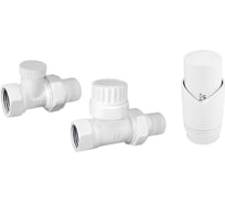 Комплект подключения радиатора VIVALDO термостатический, прямой, 1/2", белый, в блистере STRV-WH