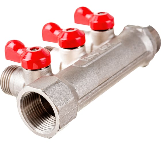 Коллектор с отсекающими кранами (плоскость) PRO AQUA 3/4, 3 х 1/2 V100.03-m20-f20