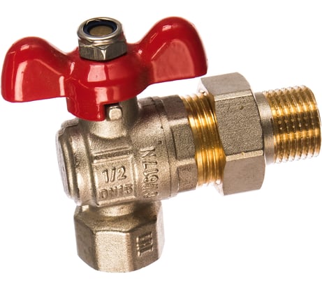 Шаровой полнопроходной угловой кран со сгоном PRO AQUA Н-В 1/2 EWB69-m15-f15x