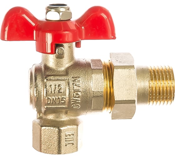 Шаровой полнопроходной угловой кран со сгоном PRO AQUA Н-В 1/2 EWB69-m15-f15x
