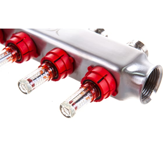 Коллекторный блок с расходомерами PRO AQUA 4 выхода, 280 мм, 1 x 3/4 V500MB.04b