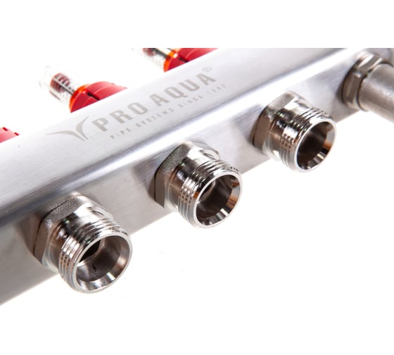 Коллекторный блок с расходомерами PRO AQUA 4 выхода, 280 мм, 1 x 3/4 V500MB.04b