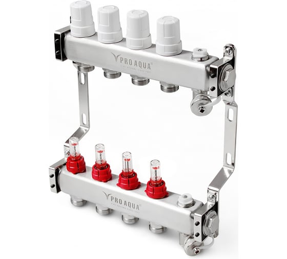 Коллекторный блок с расходомерами PRO AQUA 12 выходов, 680 мм, 1 x 3/4 V500MB.12b - выгодная цена, отзывы, характеристики, фото - купить в Москве и РФ