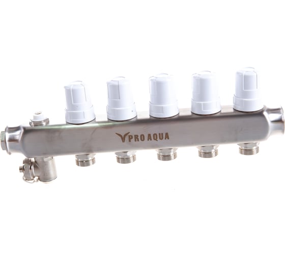 Коллекторный блок с расходомерами PRO AQUA 5 выходов, 330 мм, 1 x 3/4 V500MB.05b