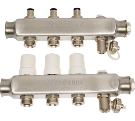 Коллекторный блок с регулировочными клапанами PRO AQUA 3 выхода, 230 мм, 1x3/4 R510MB.03