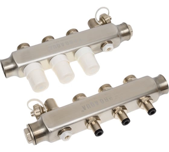 Коллекторный блок с регулировочными клапанами PRO AQUA 3 выхода, 230 мм, 1x3/4 R510MB.03