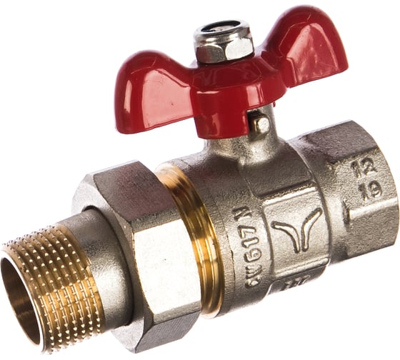 Шаровой полнопроходной кран со сгоном PRO AQUA ручка-бабочка Н-В 3/4 FWB65-m20-f20x 1