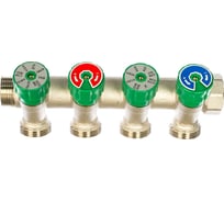 Модульный коллектор ELSEN 3/4", 4 контура, размер отвода-3/4" ЕК, с вентилями, латунь EMW01.04