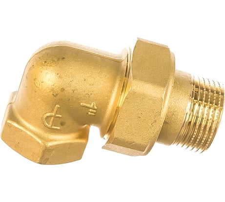 Сгон американка ELSEN угловой, НВ, 1", 1", латунь, с плоским уплотнением EBF27.10