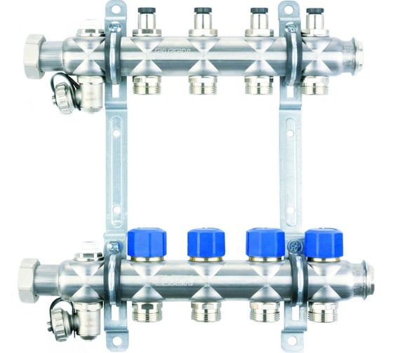 Коллекторная группа ELSEN 1", 4 контура, размер отвода-3/4", нержавеющая сталь EMi02.04 1