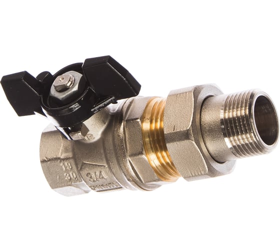 Шаровой кран ELSEN Strong T, 3/4", НВ, ручка-бабочка, с накидной гайкой EV34.3201