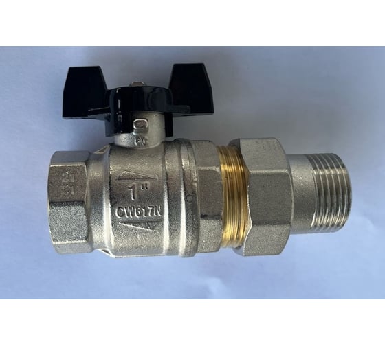 Шаровой кран ELSEN Strong T, 1", НВ, ручка-бабочка, с накидной гайкой EV10.3201