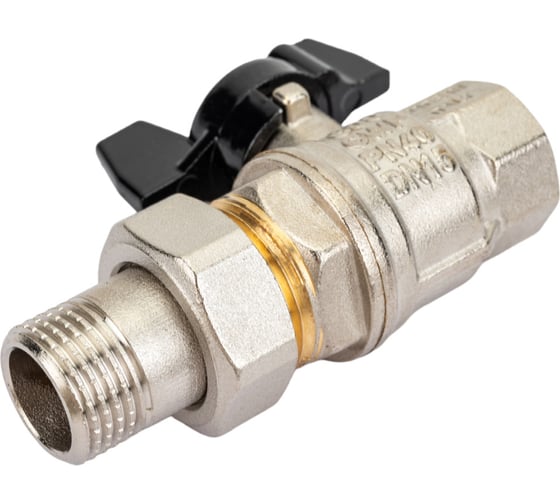 Шаровой кран ELSEN Strong T, 1/2", НВ, ручка-бабочка, с накидной гайкой EV12.3201