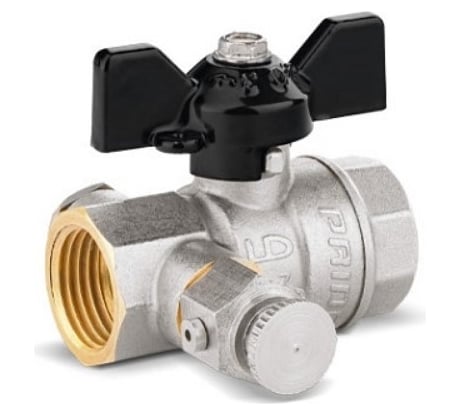 Шаровой rран LD латунный pride 44.15.в-в.с.б с дренажем и воздухоотводчиком, вн./вн резьба, ручка-ба  44.344.15