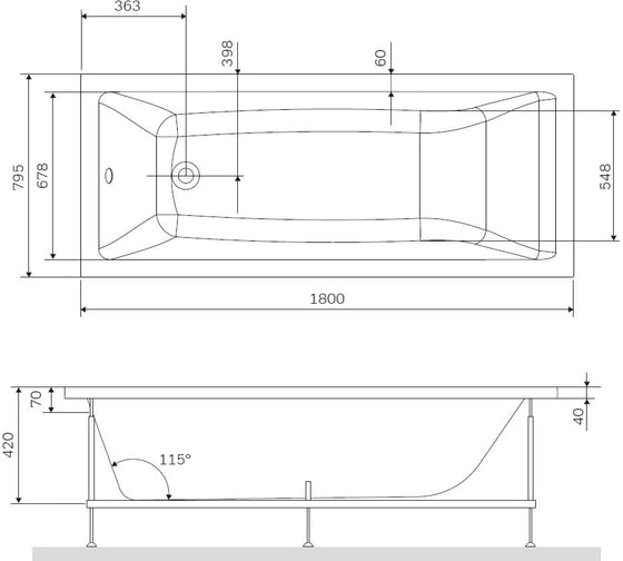 Каркас для ванны AM.PM Gem 180x80 см W93A-180-080W-R