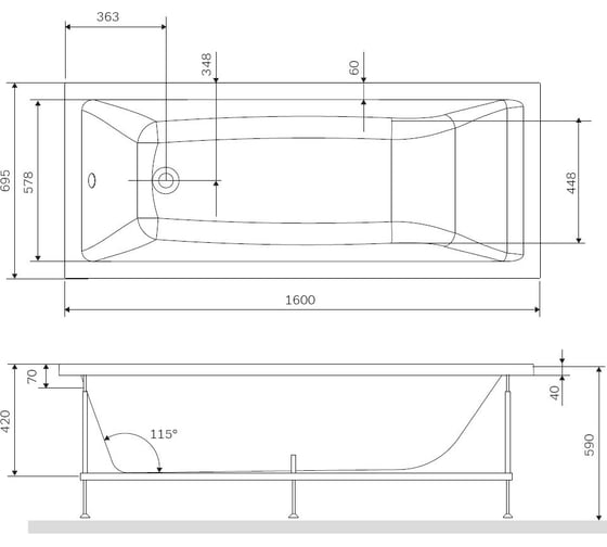 Каркас для ванны AM.PM Gem 160x70 см W93A-160-070W-R