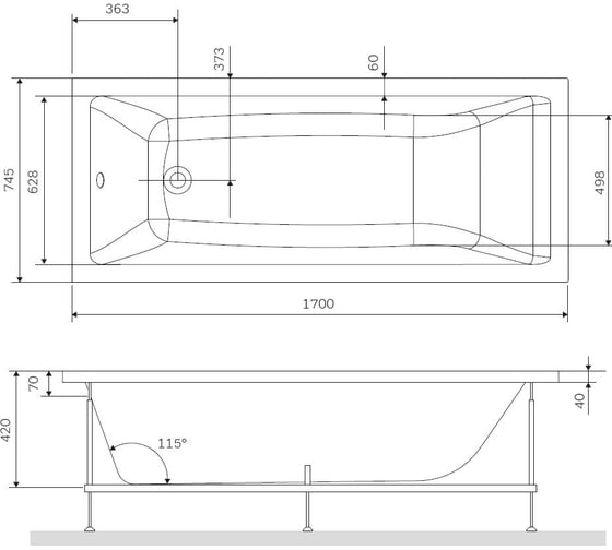 Каркас для ванны AM.PM Gem 170x75 см W93A-170-075W-R