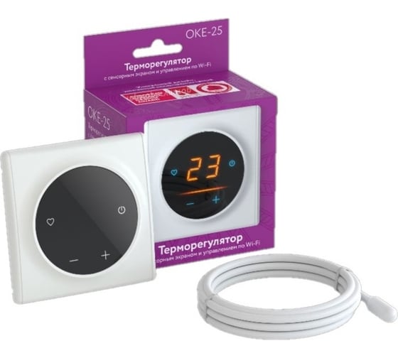 Терморегулятор OneKeyElectro c WiFi ОКЕ-25+рамка стеклянная, черный 2289000