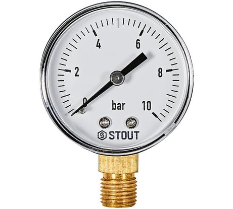 Манометр радиальный STOUT. Корпус Dn 50 мм 1/4, 0...10 бар, кл.2.5 SIM-1010-501008 RG0094NU9EUEFQ