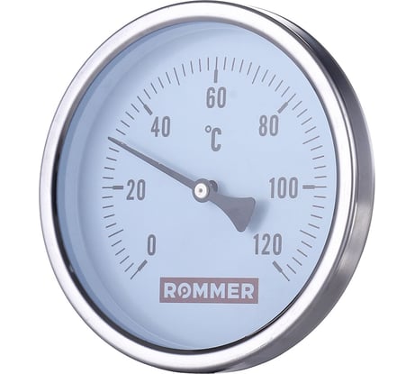 Термометр ROMMER биметаллический с погружной гильзой, корпус dn 63 мм, гильза 50 мм 1/2", 0...120с rim-0001-635015 RG00929SF9C8D2