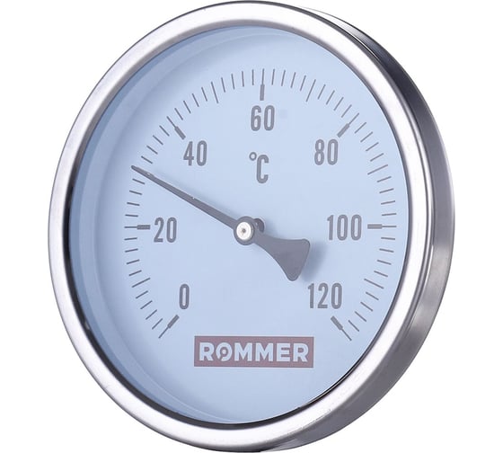 Термометр ROMMER биметаллический с погружной гильзой, корпус dn 63 мм, гильза 50 мм 1/2", 0...120с rim-0001-635015 RG00929SF9C8D2