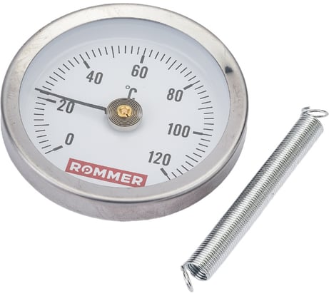 Термометр ROMMER биметаллический, накладной, с пружиной, корпус dn 63 мм, 0...120с, 1-2 rim-0004-630015 RG00929SF9DDD9