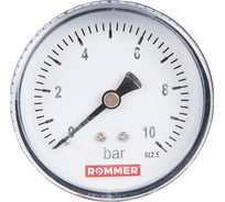 Манометр ROMMER аксиальный корпус dn 63 мм 1/4" , 0...10 бар, кл.2.5 rim-0009-631008 RG00929SFN34V8 29856758