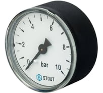 Манометр аксиальный STOUT корпус Dn 63 мм 1/4, 0...10 бар, кл.2.5 SIM-1009-631008 RG0094NU9EUEFM